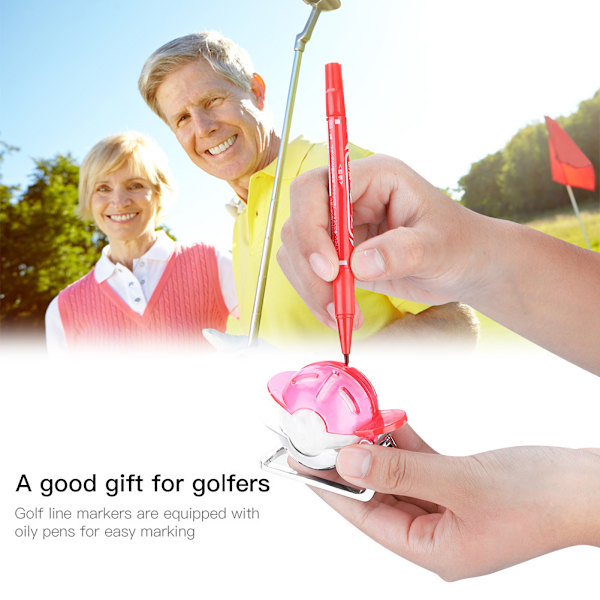 Golfpallon viivoitin Linjamerkintä Piirustusmalli Kohdistustyökalu kynätarvikkeilla (punainen)