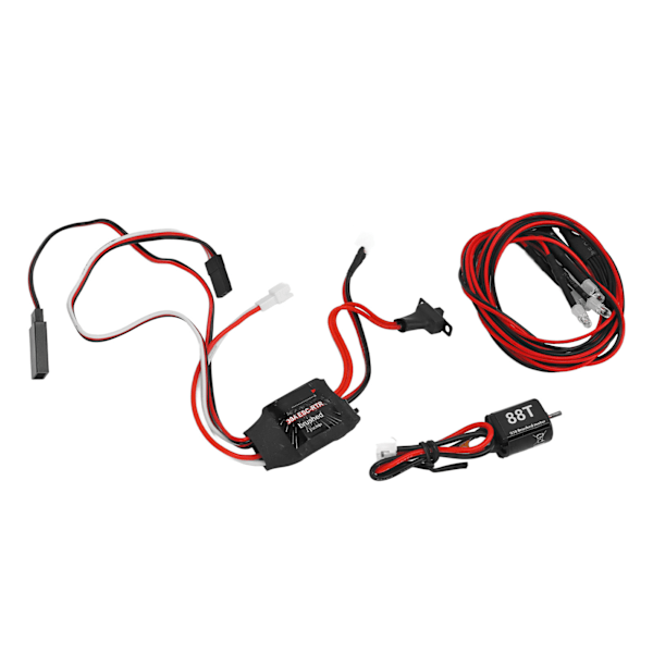 30A ESC Harjattu Sähköinen Nopeussäädin 030 88T Harjattu Sähkömoottorisetti 2 Valkoisen ja 2 Punaisen LED-Valon kanssa RC-Autolle ja -Veneelle