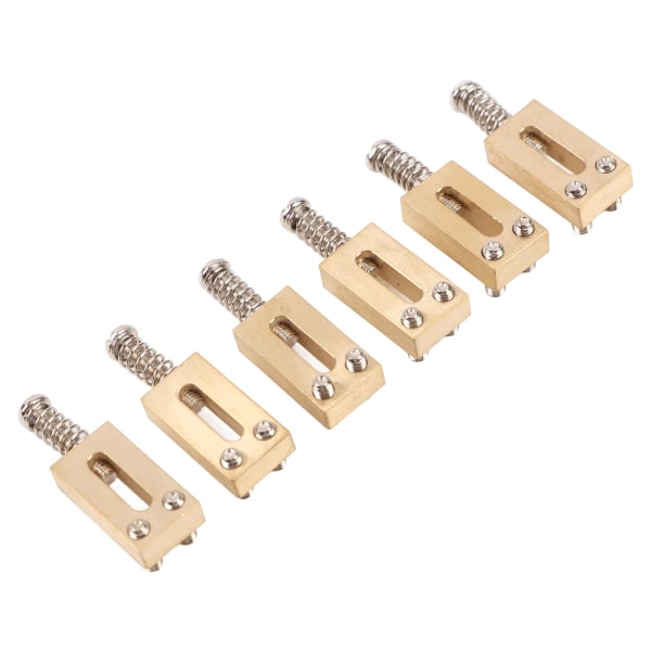 6 stk Elektrisk gitar Bridge Sadel Messing 10,5 mm Pitch Tremolo String Tuning Skrue Sadel Tilbehør Sølv