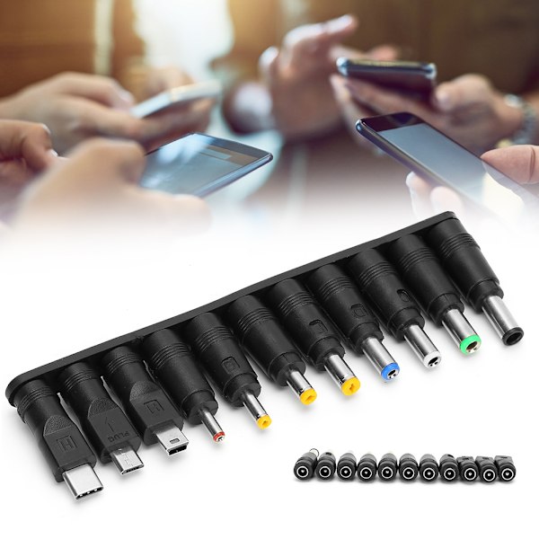 11 stk Adapter Connector DC 5.5x2.1mm Hunn til Hunn Mini USB / Micro USB Laderkontakter