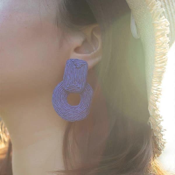 Statement Raffia Øreringe Søde Boho Øreringe Rattan Hængende Øreringe