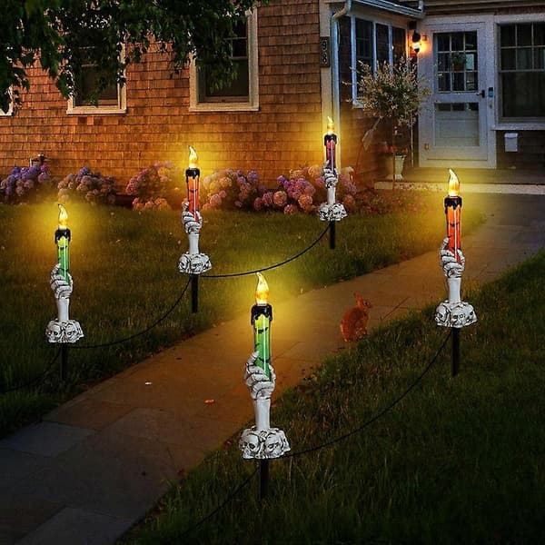 5-pack Skeleton Ghost Hands Path Lights for Halloween, LED Skull