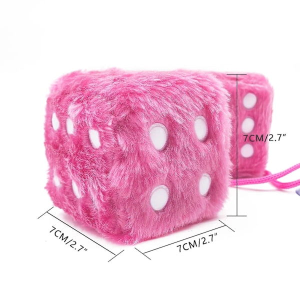 Retro Square Mirror Hanging Plush Dice with Dots for Car Decoration (Pink)