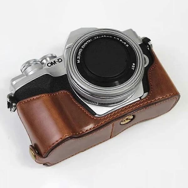 o7k Kameralaukku Olympus OM-D E-M10 Mark IV:lle Nahkapohja j0q Helppo vaihtaa akku - Cof