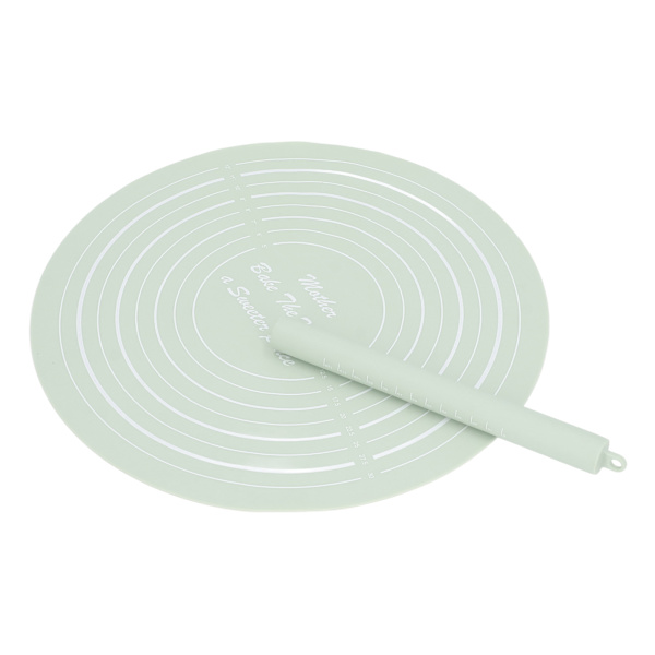 Degvalsset med mått Silikon Kavel Non Stick Mjölmatta för Hem Kök Dessert Butik Grön