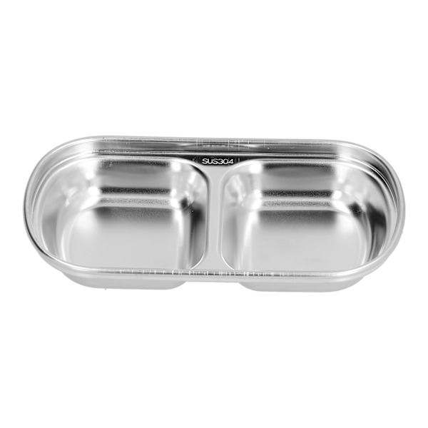 Krydderiskål i rustfrit stål, fortykket hotpot-sauce, opdelt gitter, snackskål til kantine, 2 gitre