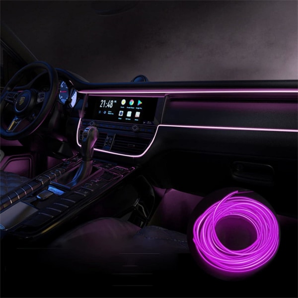 (violetti) auton sisävalot, 5m auton LED-valonauha, 5v automaattinen sisätilojen LED-nauha, sopii kaikille automalleille