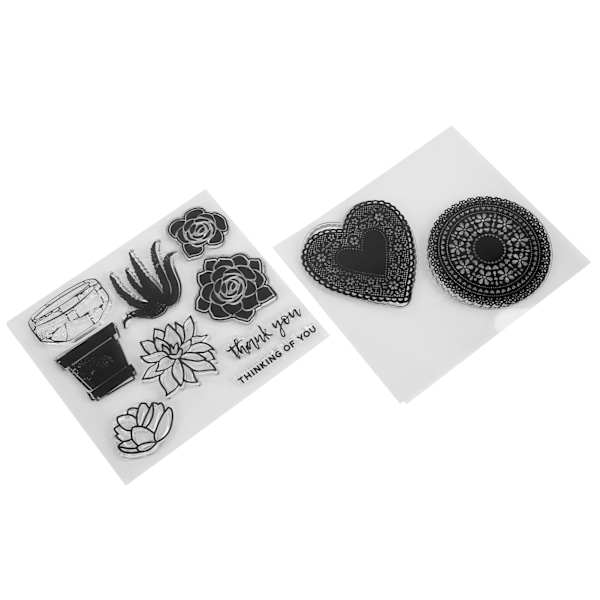 2 Arkkia Läpinäkyviä Leimasimia, Uudelleen Liimattavia DIY-korttien Tekoleimasimia Korttien Tekoon DIY-leikekirjoihin ja Päiväkirjoihin