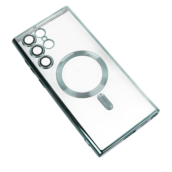 Magnetisk Telefon Cover i Silikon med Præcise Udskæringer Tynd Anti-Fald Transparent Grøn Telefon Cover til S22ultra S23ultra
