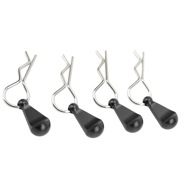 4 stk. RC Karosseri Klips Stift Rustfrit Stål R-Form Universal til 1/8 1/10 Fjernstyret Bil Sort