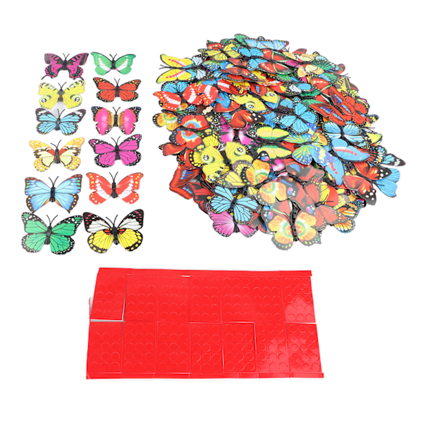200 stk 7 cm sommerfugl vegg klistremerker PVC 3D sommerfugler flyttbare vegg klistremerker for hjem rom soverom fest dekorasjon
