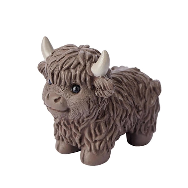 Highland Ko Statue Resin Highland Ko Skulptur Håndlavet Ko Dyre Statue Bondehus Etagere Bordpynt til Køkken Hjemmeindretning