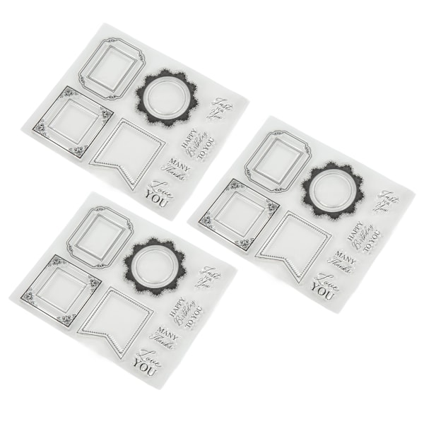 3 stk. Klare Stempler TPR Materiale Transparent Utseende DIY Laging Holdbar Gjenbrukbar Preging Kortlaging Verktøy
