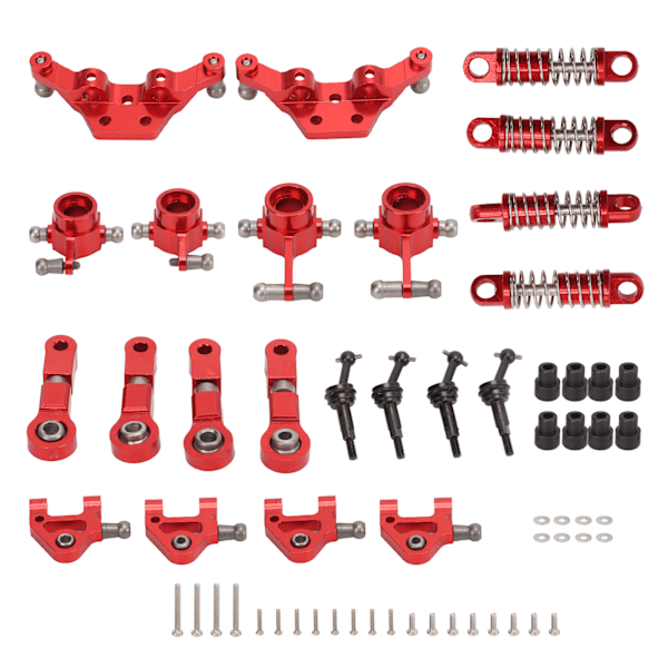 Oppgraderingssett for RC-bil i aluminiumlegering - støtdempere, CVD-drivaksel, for- og bakstyrekupler for WLtoys K969 1/28 RC-bil, rød