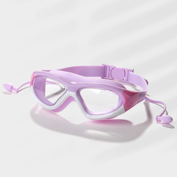 Barnsimglasögon med integrerade öronproppar, stilrena högupplösta simglasögon, anti-bländning, anti-imma purple