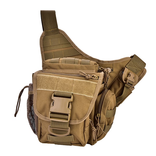 Slitstark Military Chest Axelväska för män för resor och vandring utomhusutrustning (Khaki)