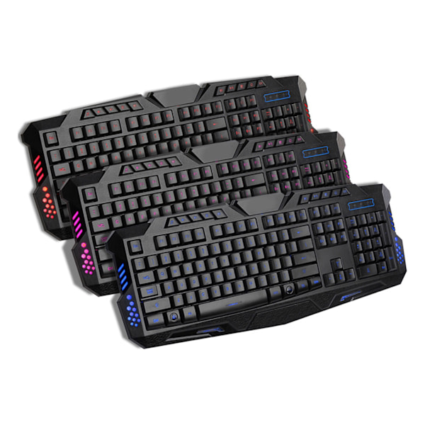 104 Tangenter Trådbundet Gaming Tangentbord A878 Engelskt Tre Färgers Bakgrundsbelysning för Win7 / 8 / Vista / XP / 2000