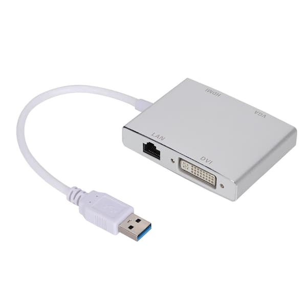Høykvalitets multifunksjonell aluminiumslegering USB 3.0 til VGA/HDMI/LAN/DVI-omformeradapter