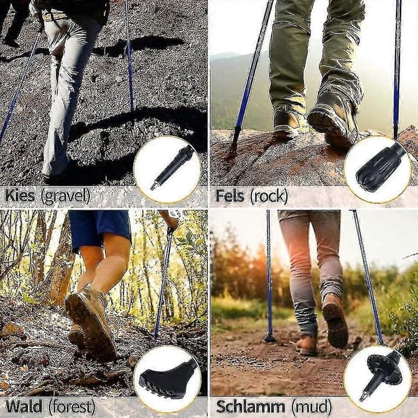 2 stk. foldbare vandrestave - vandrestave i aluminiumslegering med hurtiglåsesystem, teleskopiske, foldbare, ultralette til