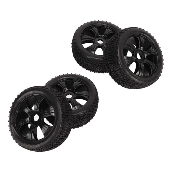 4 STK Short Course Truck Dæk med Monteringsværktøj Gummidæk Erstatning til 1/10 RC Modelbil Sort