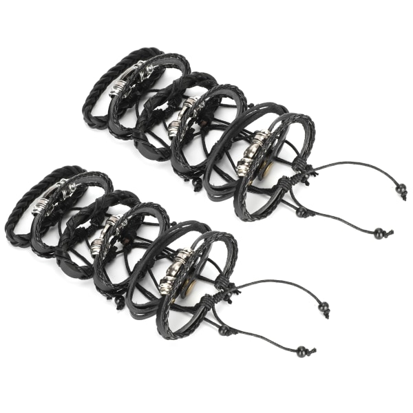 12 st handstickat armband ko delat läder unisex flätad fashionabel handledsmanschettdekoration