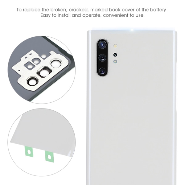 BW-SMBCH NOT10+ Glas Mobiltelefon Batterilucka Bakre Skydd Reservdelar Tillbehör för Samsung Note10 plus (Vit)