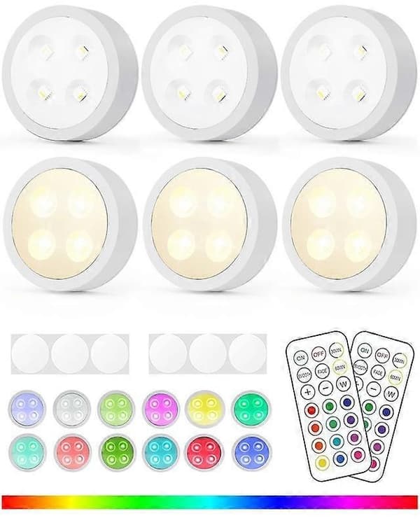 LED Puck Lights with Remote Control, Wireless Under Cabinet Lighting, 13 Colors