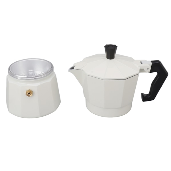 Liesitas Moka-kahvinkeitin, italialainen käsintehty kahvinkeitin, alumiiniseos, keittiön DIY-tarvikkeet, valkoinen, 150 ml