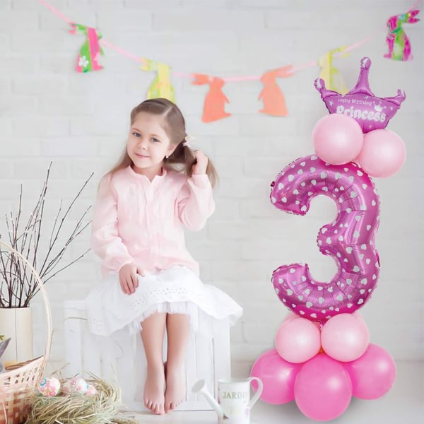 32 tuuman jättikokoiset ilmapallot, heliumnumeroilmapallosisustus juhliin, syntymäpäiviin (vaaleanpunainen numero 3)