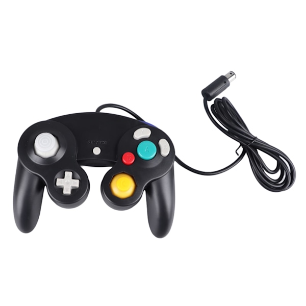 Kablet Spillkontroller Plug and Play Enkeltpunkts Vibrasjons Gamepad Joystick for GC for Wii Svart