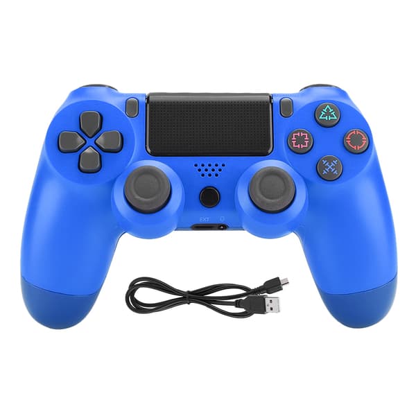 Plast ABS V2 Program Intelligent Trådløs Bluetooth Gamepad Spillkontroller med Hodetelefonhull for PS4 Blå