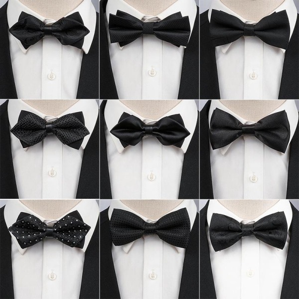 9 menns sløyfe forretningskjole svart hvit bankett brudgommen bryllup (tilfeldig stil)
