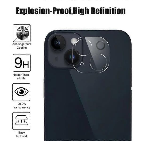 Camera Protector for iPhone 14/iPhone 14 Plus, Full Coverage, HD Clear Lens Film with Cleaning Cloth