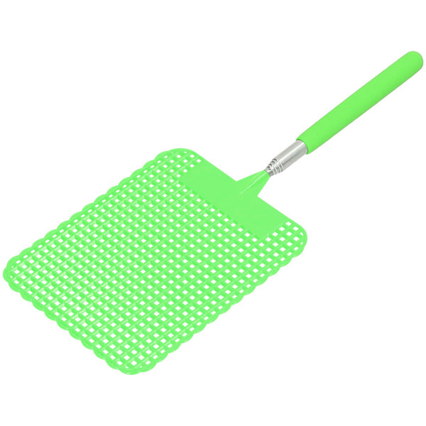 Retractable Plastic Fly Swatter Mosquito Racket with Stainless Steel Rod for Home OfficeGreen