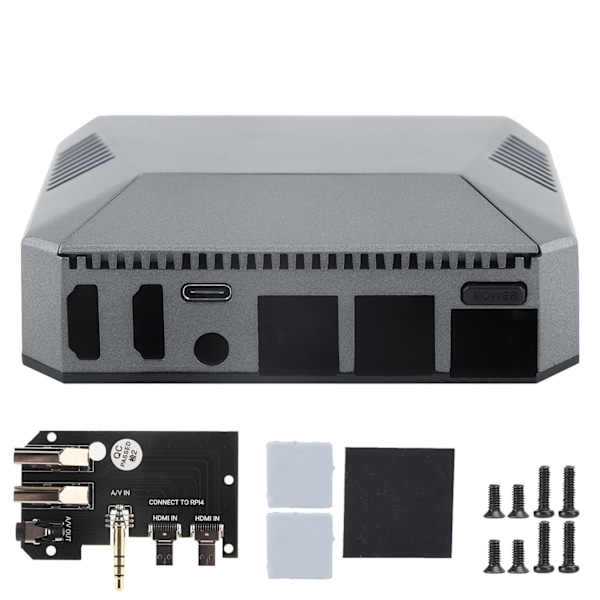 Kotelo Raspberry Pi 4B:lle, minitietokone, alumiiniseoskuori, sisäänrakennettu tuuletin, tietokonetarvikkeet