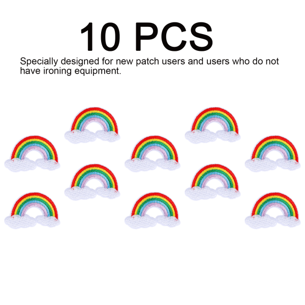 Värikkäät Rainbow Cloud -kirjontamerkit - 10 kpl