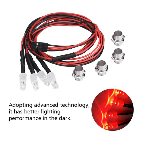4 stk. 5 mm forlygter RC tilbehør LED-lys til model driftbil (5# rødt lys)