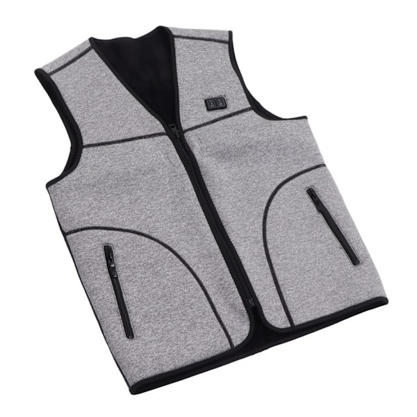 Elektrisk oppvarmet vest med 3 varmenivåer, intelligent temperaturkontroll, grå USB-oppvarmet vest for kvinner og menn, ski, fotturer, 4XL