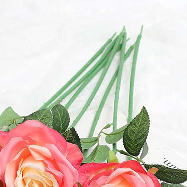 5 stk Kunstig Blomst Rose Klar Farge Langvarig Attraktiv Dekorativ Falsk Silkeblomst Dekorasjon Rosa Gul