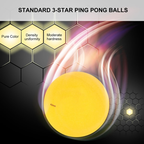 60 stk 3-stjernet bordtennisbold pingpongbolde til konkurrencetræningsunderholdning (orange)
