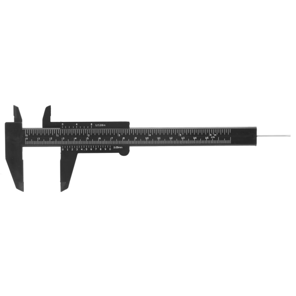 150 mm højnøjagtighed plastik dobbeltline skala Vernier Caliper måleværktøj 0,5 mm (sort)