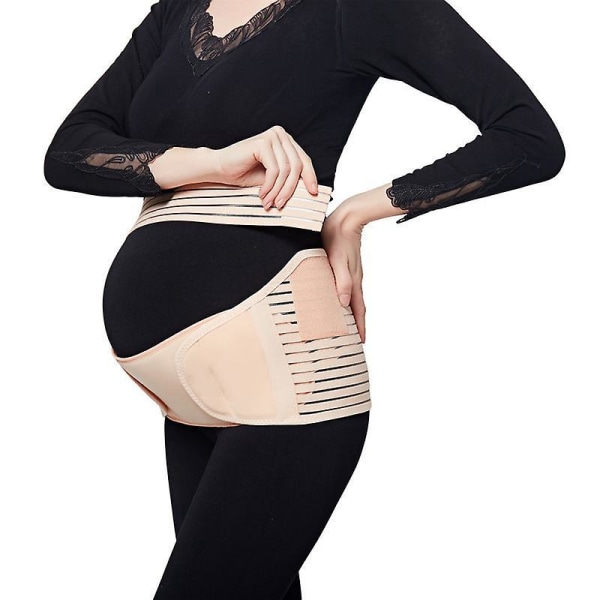 Midje- och magstöd i L-storlek för gravida kvinnor - Set i tre delar, elastiskt och andningsbart, justerbart midjeskyddsband