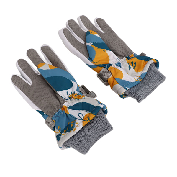 1 Par Barn Varme Hansker Vindtette Vanntette Tykke for Vinter Snø Ski Full Finger Hansker Hvit Gul Blå L