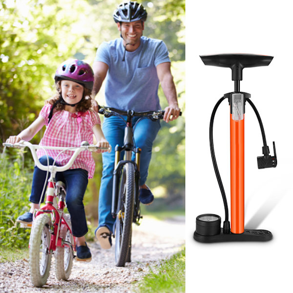 Cykelgulvpumpe med måler 160 PSI luftboldpumpe med højtryks pumpe