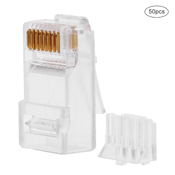50 st Ethernet RJ45-kontakt Oskärmad Nätverk 8P8C-kontakt Modulär Plugg Kristallhuvud