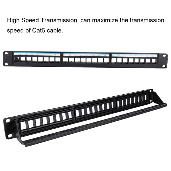 19 tommer 24 Port Monterbar Data Patch Panel CAT6 Netværkskabel Rack (Inkluderer ikke moduler)