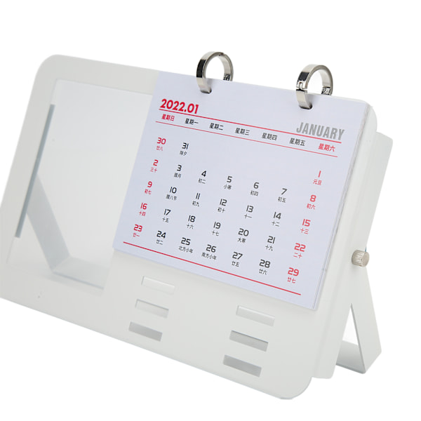 2022 Kalender 16x26cm Cirkulär Enkel Skrivbordskalender i Metall med 13cm Bilderram för Skrivbord Kontor Hem