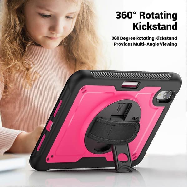Case with Stand for iPad mini (2024)/(2021) PC TPE Tablet Protection with Hand Strap