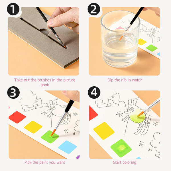 Lasten akvarellimaalauskirja parantaa luovuutta Paksutettu taskupiirustuskirjasarja siveltimellä tyyppi 3 Type 3
