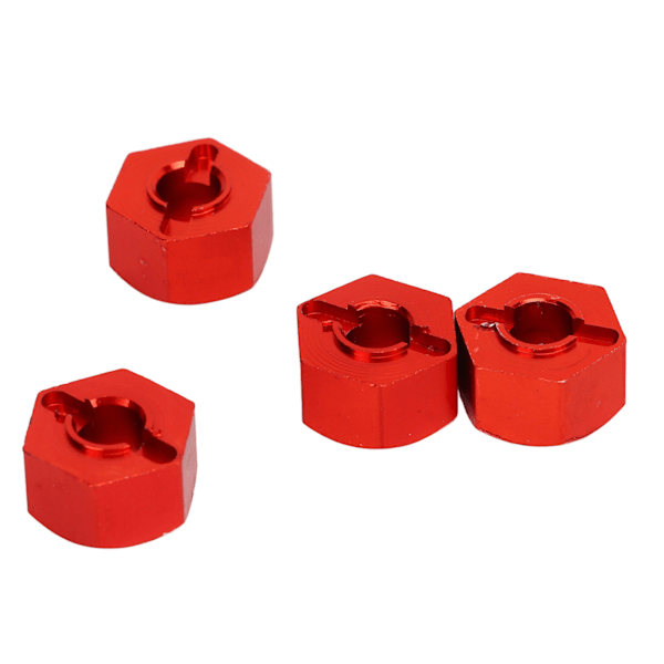 Hex-navan pyörän sovittimet 4 nastalla ja 4 mutterilla, CNC-koneistettu alumiininen pyörän kuusiokoloavaimen sovitin TRAXXAS SLASH 1/10 RC-autoille, punainen